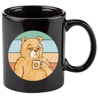 Funny Bear Coffee Lover Retro Sunset 11oz C Handle Ceramic Mug