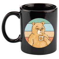 Funny Bear Coffee Lover Retro Sunset 11oz C Handle Ceramic Mug