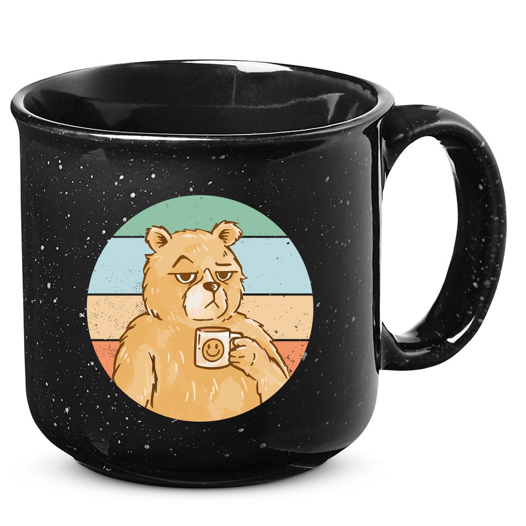 Funny Bear Coffee Lover Retro Sunset 15oz Campfire Ceramic Mug