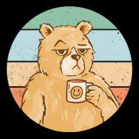 Funny Bear Coffee Lover Retro Sunset Drawstring Bag