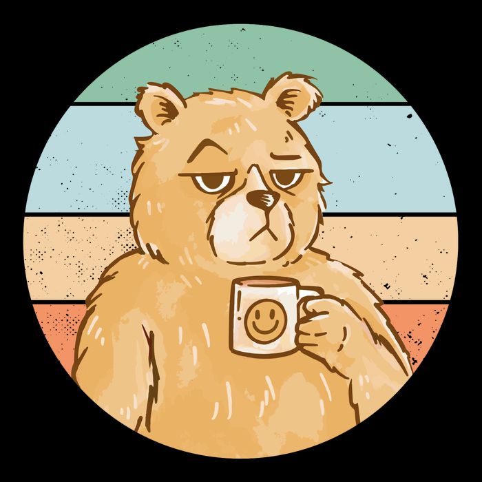 Funny Bear Coffee Lover Retro Sunset Drawstring Bag
