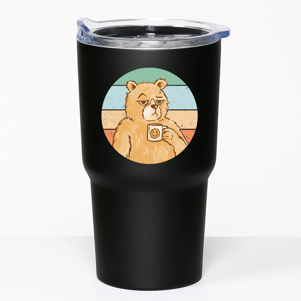Funny Bear Coffee Lover Retro Sunset Tumbler
