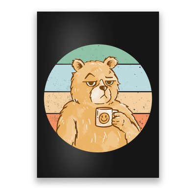 Funny Bear Coffee Lover Retro Sunset Poster