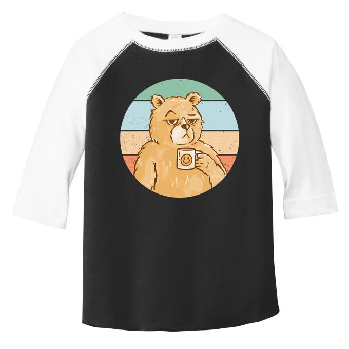 Funny Bear Coffee Lover Retro Sunset Toddler Fine Jersey T-Shirt