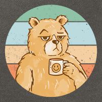 Funny Bear Coffee Lover Retro Sunset Cotton Canvas Backpack
