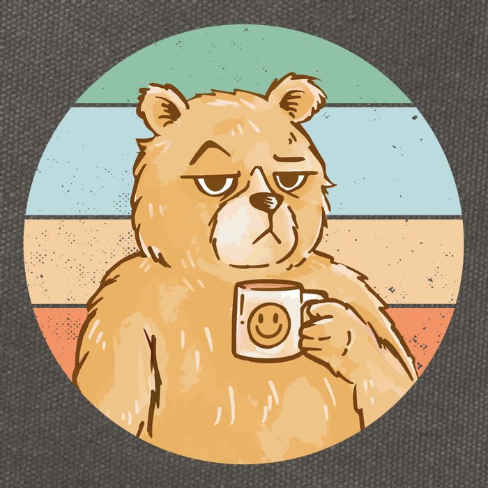 Funny Bear Coffee Lover Retro Sunset Cotton Canvas Backpack