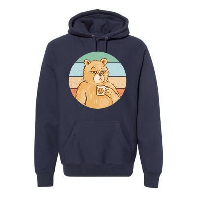 Funny Bear Coffee Lover Retro Sunset Premium Hoodie