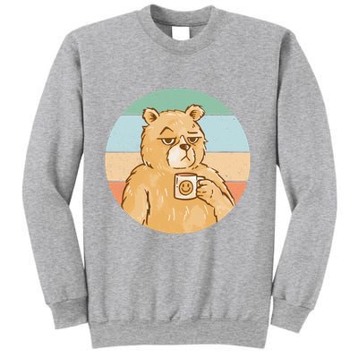Funny Bear Coffee Lover Retro Sunset Sweatshirt