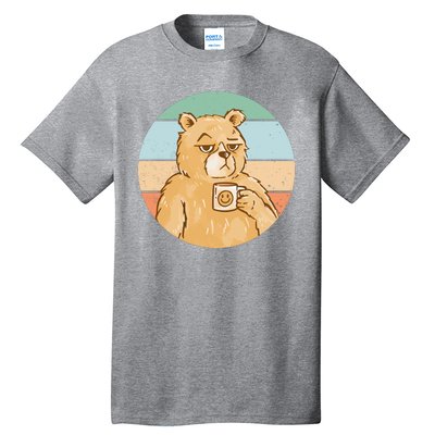 Funny Bear Coffee Lover Retro Sunset Tall T-Shirt