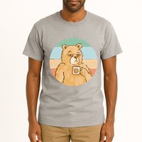 Funny Bear Coffee Lover Retro Sunset Tall T-Shirt