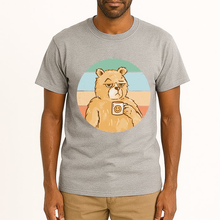 Funny Bear Coffee Lover Retro Sunset Tall T-Shirt