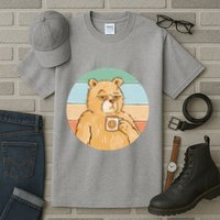 Funny Bear Coffee Lover Retro Sunset Tall T-Shirt