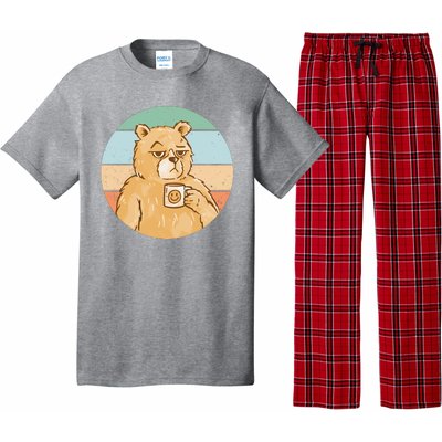 Funny Bear Coffee Lover Retro Sunset Pajama Set