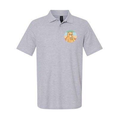 Funny Bear Coffee Lover Retro Sunset Polo