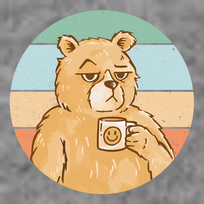 Funny Bear Coffee Lover Retro Sunset Polo