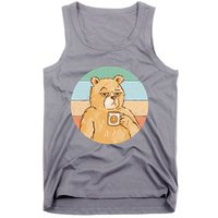 Funny Bear Coffee Lover Retro Sunset Tank Top