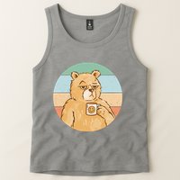 Funny Bear Coffee Lover Retro Sunset Tank Top
