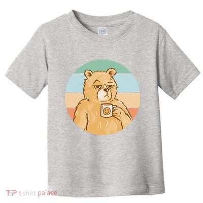 Funny Bear Coffee Lover Retro Sunset Toddler T-Shirt