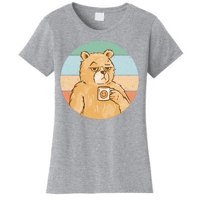 Funny Bear Coffee Lover Retro Sunset Women's T-Shirt