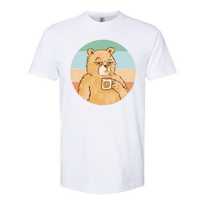 Funny Bear Coffee Lover Retro Sunset Softstyle® CVC T-Shirt