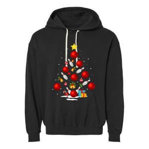 Funny Bowling Christmas Tree Lights Xmas Gifts Garment-Dyed Fleece Hoodie