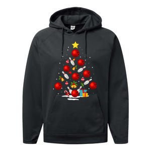 Funny Bowling Christmas Tree Lights Xmas Gifts Performance Fleece Hoodie