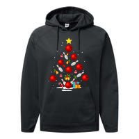 Funny Bowling Christmas Tree Lights Xmas Gifts Performance Fleece Hoodie