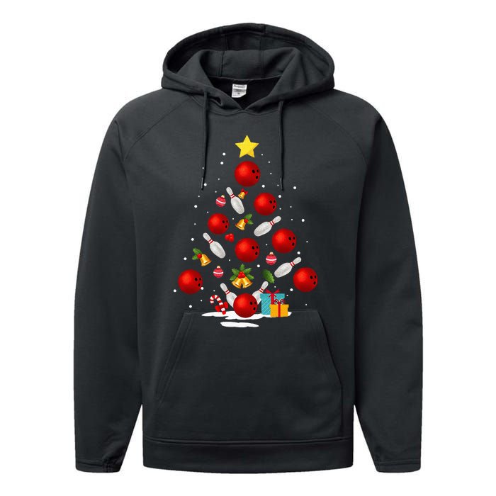 Funny Bowling Christmas Tree Lights Xmas Gifts Performance Fleece Hoodie