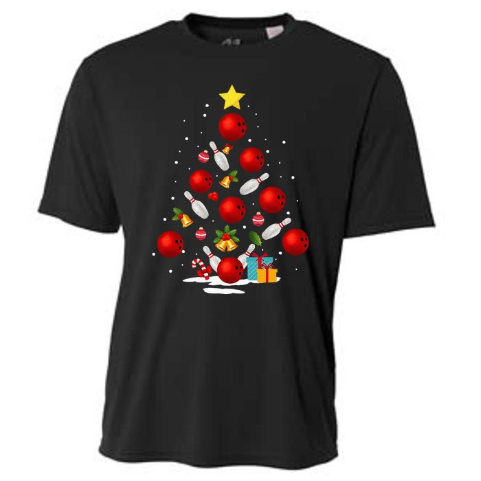 Funny Bowling Christmas Tree Lights Xmas Gifts Cooling Performance Crew T-Shirt