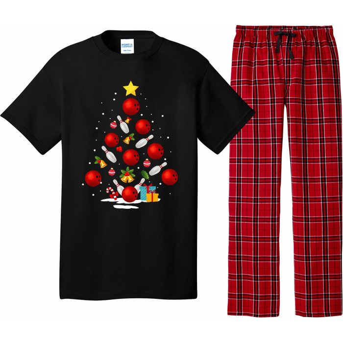 Funny Bowling Christmas Tree Lights Xmas Gifts Pajama Set