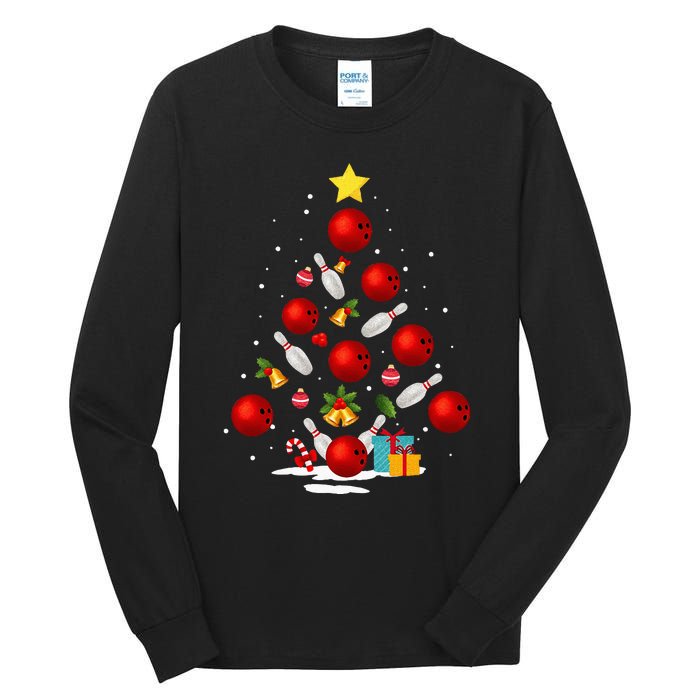 Funny Bowling Christmas Tree Lights Xmas Gifts Tall Long Sleeve T-Shirt