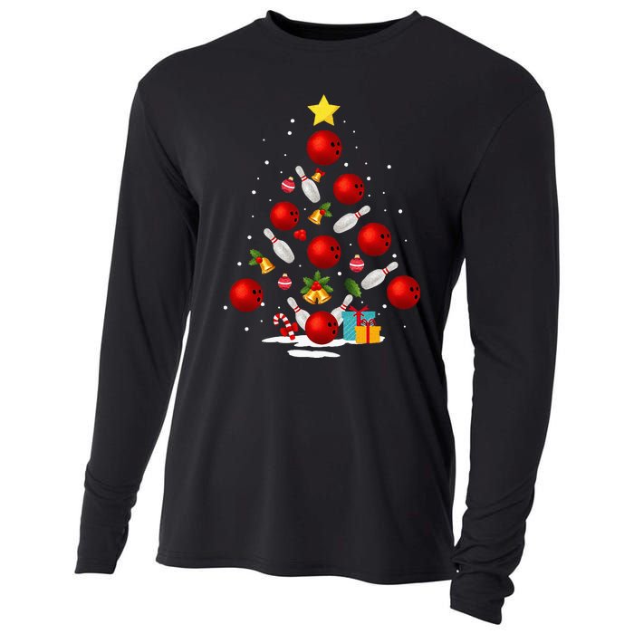 Funny Bowling Christmas Tree Lights Xmas Gifts Cooling Performance Long Sleeve Crew