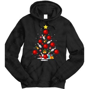 Funny Bowling Christmas Tree Lights Xmas Gifts Tie Dye Hoodie