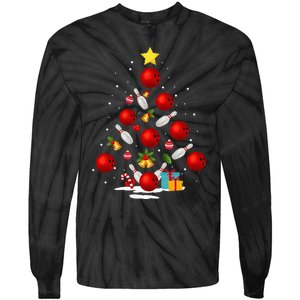 Funny Bowling Christmas Tree Lights Xmas Gifts Tie-Dye Long Sleeve Shirt