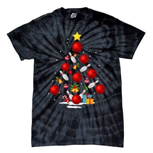 Funny Bowling Christmas Tree Lights Xmas Gifts Tie-Dye T-Shirt