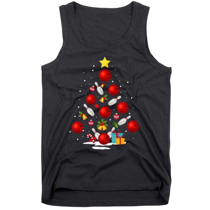 Funny Bowling Christmas Tree Lights Xmas Gifts Tank Top