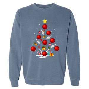 Funny Bowling Christmas Tree Lights Xmas Gifts Garment-Dyed Sweatshirt