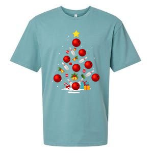 Funny Bowling Christmas Tree Lights Xmas Gifts Sueded Cloud Jersey T-Shirt