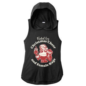 Fueled By Christmas Cheer And Female Rage Patriarchy Ladies PosiCharge Tri-Blend Wicking Draft Hoodie Tank