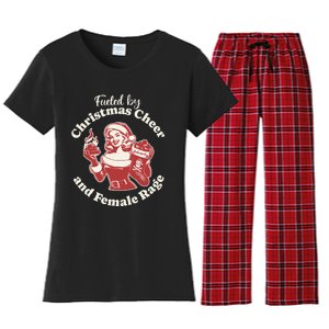 Fueled By Christmas Cheer And Female Rage Patriarchy Women's Flannel Pajama Set