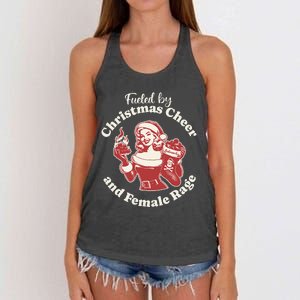 Fueled By Christmas Cheer And Female Rage Patriarchy Women's Knotted Racerback Tank