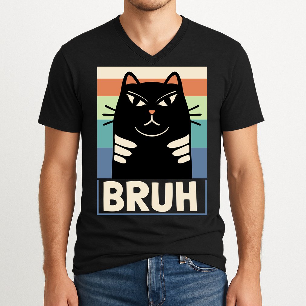 Funny Black Cat Meme V-Neck T-Shirt