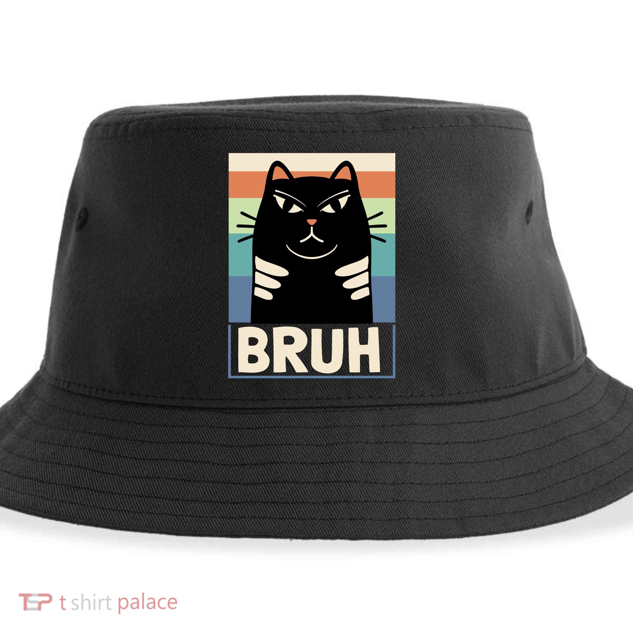 Funny Black Cat Meme Sustainable Bucket Hat