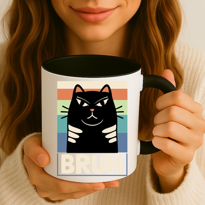 Funny Black Cat Meme Mug