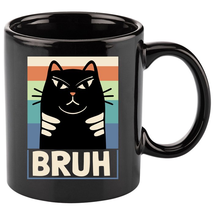 Funny Black Cat Meme 11oz C Handle Ceramic Mug