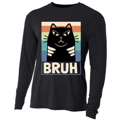 Funny Black Cat Meme Cooling Performance Long Sleeve Crew
