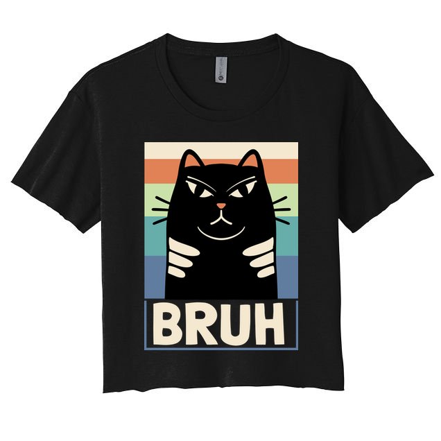 Funny Black Cat Meme Crop Top