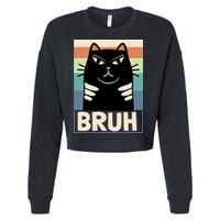 Funny Black Cat Meme Cropped Pullover Crew