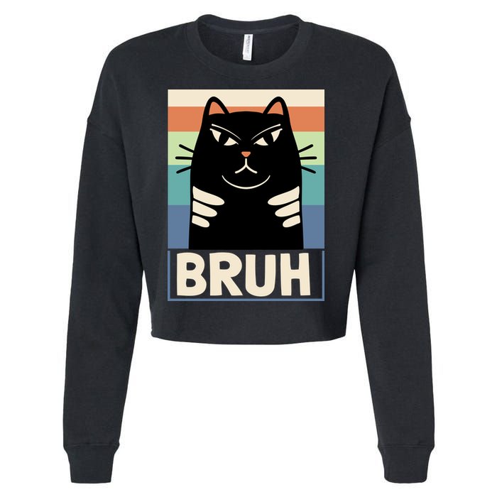 Funny Black Cat Meme Cropped Pullover Crew