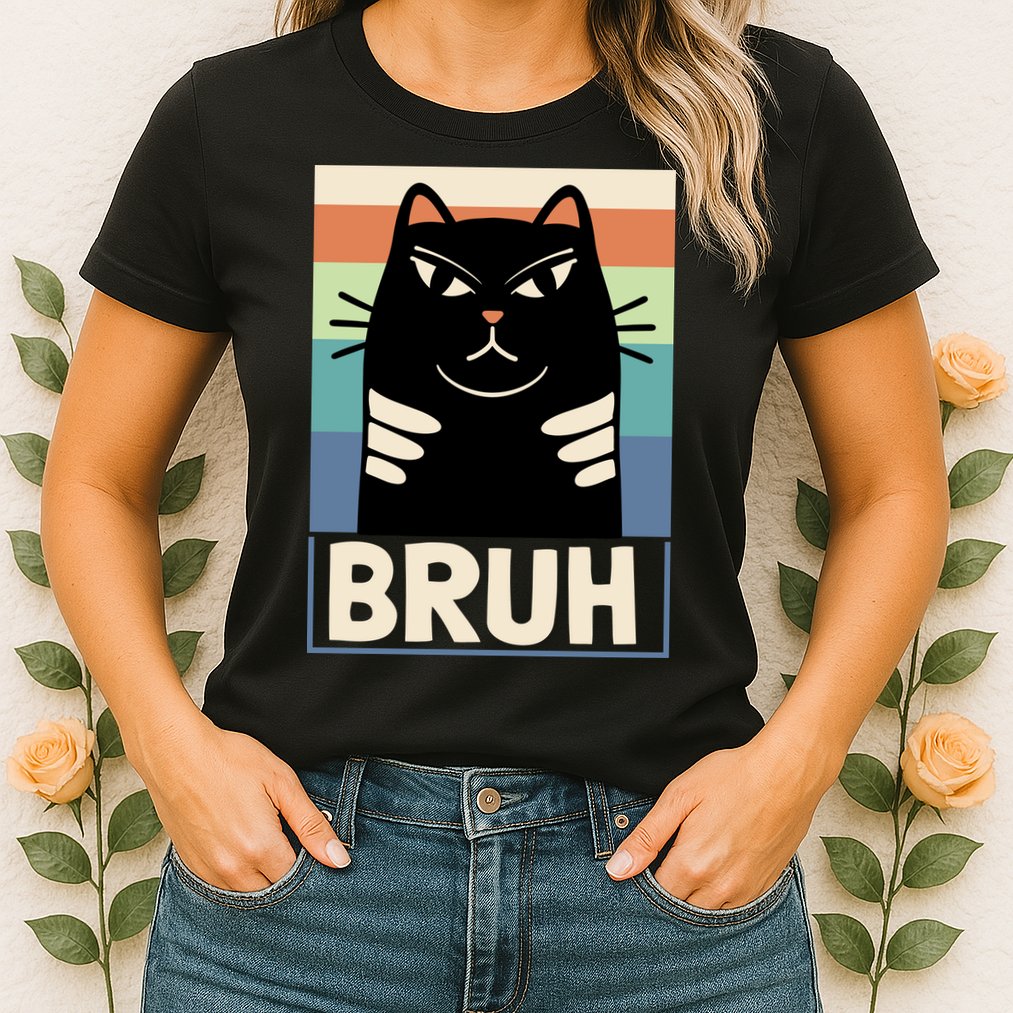 Funny Black Cat Meme Womens T-Shirt